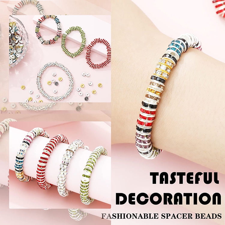 Feildoo 100pcs 12mm with 3.5mm Hole Rhinestone Spacer Beads