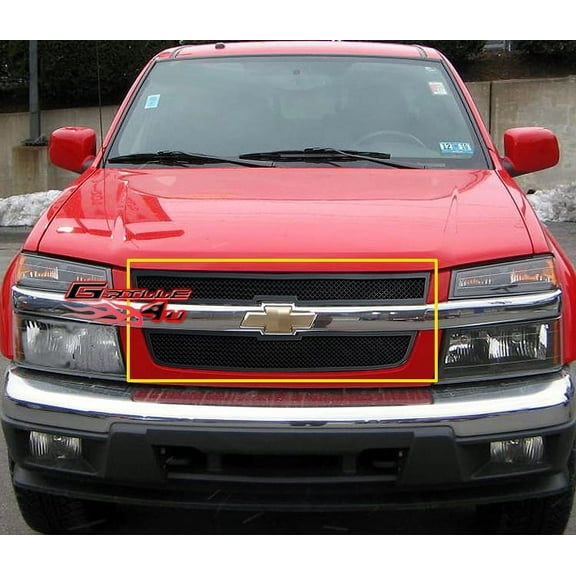 APS Compatible with Chevy Colorado 2004-2012 Main Upper Stainless Steel Black Mesh Front Grill Grille Insert C75747H