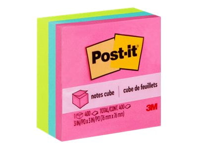 Post-it® Notes Cube 2027-BRT, Bright Colours, 3 in x 3 in (76 mm x 76 mm), 1 Cube/Pack, 400 Sheets/Cube