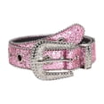 thumbnail image 2 of Nmnitkp Belts for Women Rhinestone Glitter PU Leather Belt, Adjustable Sparkle Western Style Waist Belt for Jeans Dresses Party Festival Outfits Pink,Free Size, 2 of 6