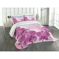 thumbnail image 3 of Ambesonne Floral Quilted Bedspread Set 3 Pcs, Exotic Orchid Flowers, King Size, Purple Pale Pink Blue, 3 of 5