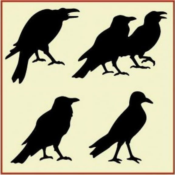 Crow Flock 2 Stencil - 4 Images Primitive Bird Stencil Raven Template Reusable Laser Cut Mylar Template for Painting Home Decor DIY Crafts - The Artful Stencil
