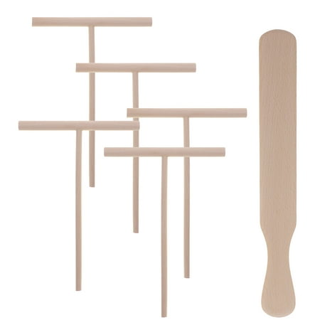 

NUOLUX 6pcs Pancake Cooking Utensils Wooden Crepe Spreader and Spatula Tortilla Rake Batter Spreading Tools(1pc Beechwood Spatula + 5pcs T-shaped Wooden Crepe Spreader)