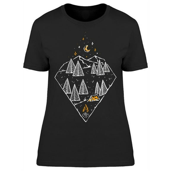 Camping In Nature At Night T-Shirt Women -Image by Shutterstock, Female XX-Large