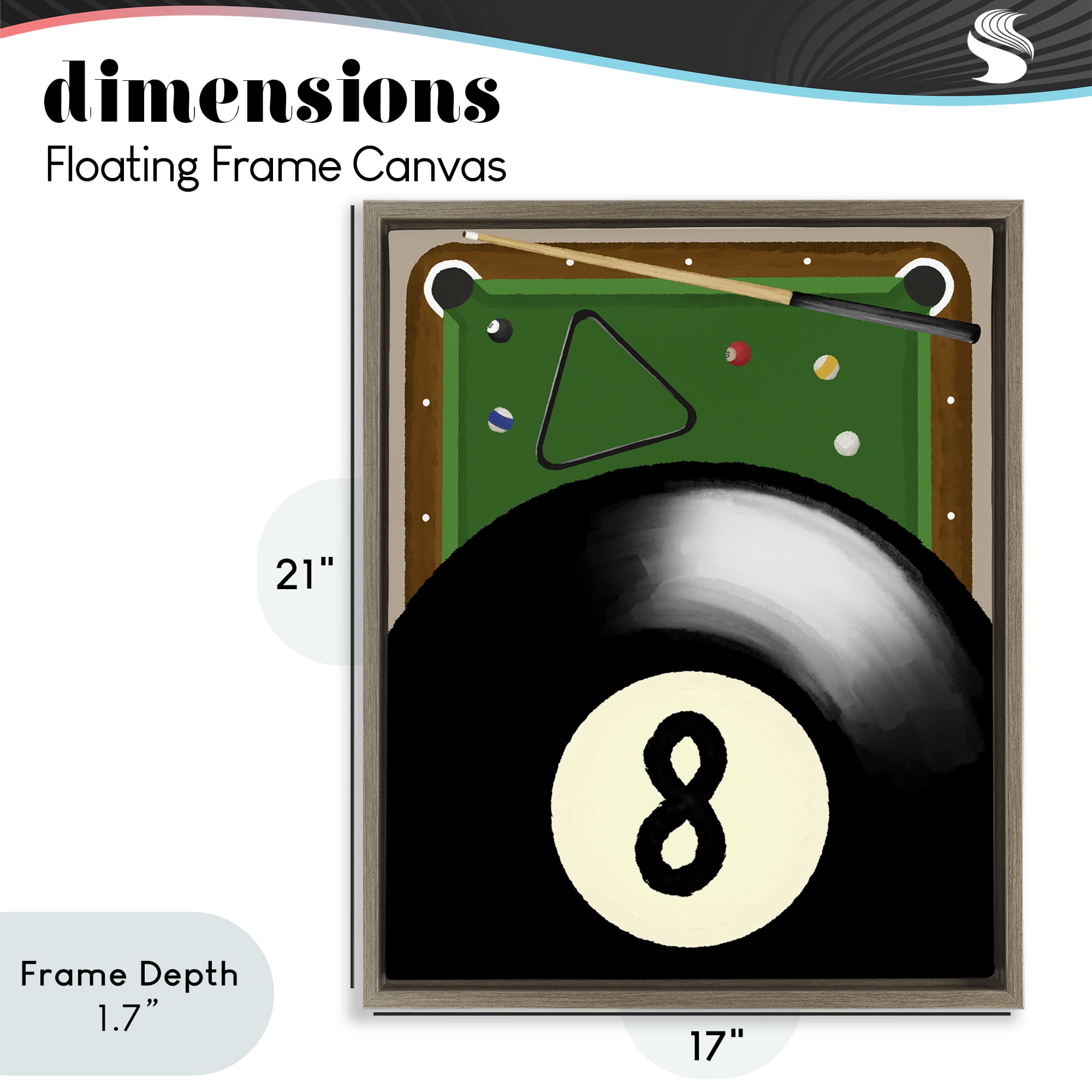 Stupell Industries Billiard Table & Balls Brown Framed Floater Canvas Wall Art, design by Jennifer Stith