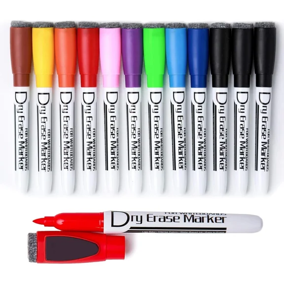Volcanics Magnetic Dry Wipe Pens Dry Erase Markers 12,10 Colors