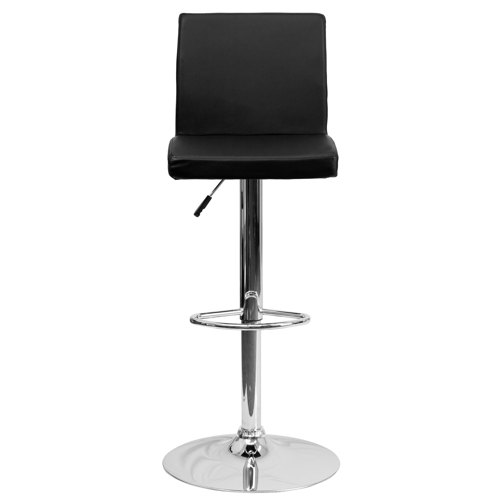 43.75" Black and Silver Height Adjustable Bar Stool with Base