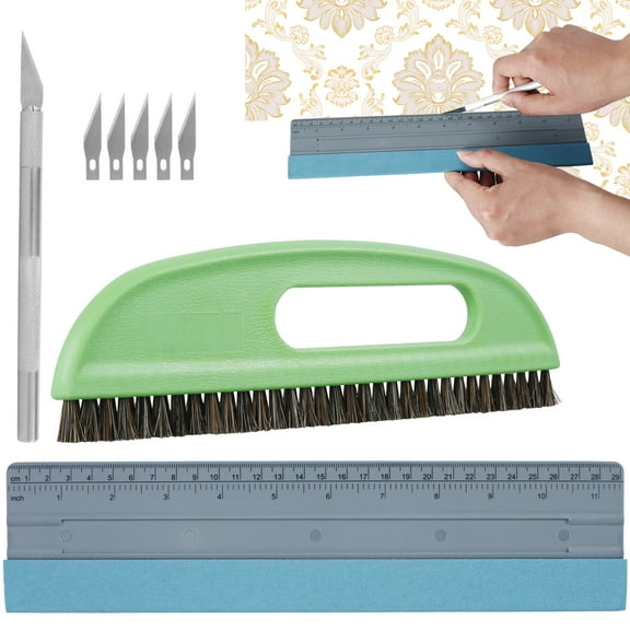 Ikoopy Wallpaper Smoothing Tool Kit Wallpaper Felt Squeegee Set Wallpaper Smoothing Brush Set with Carving Cutter Multifunctional Wall Paper Flatting Tool for Wallpaper Ceiling Curtain Film