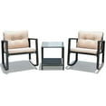 thumbnail image 1 of Costway 3PCS Patio Rattan Conversation Set Rocking Chair Cushioned Sofa Garden Furniture, 1 of 10