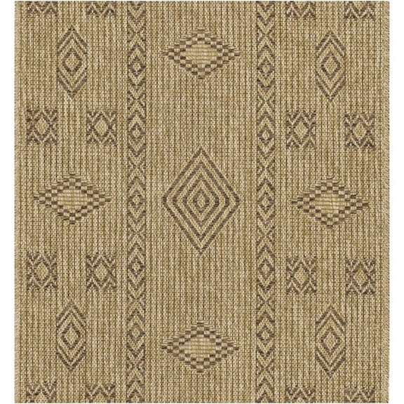 JERFIT Natural Boho 2.7x7.3 Ft Indoor Outdoor Rug, Reversible Low Profile Jute Look Area Rug for High Traffic, Water Resistant Patio Carpet, Easy Clean Polypropylene Mat for Living Room, Door