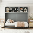 thumbnail image 2 of Wooden Murphy Bed Wall Bed with Top Cabinets Grey - Queen, 2 of 5