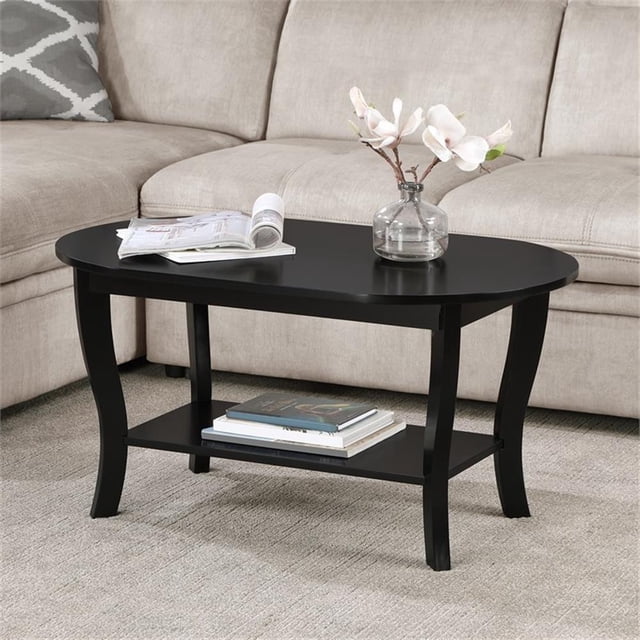 Convenience Concepts American Heritage Table Basse Ovale avec Tablette, Fini Bois Noir