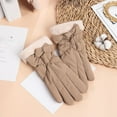 thumbnail image 4 of Women's Winter Suede Gloves with Fur Cuffs - Soft, Warm, Touchscreen, Waterproof，Fleece Lined, 4 of 4