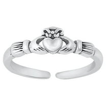 Oxidized Sterling Silver Clauddagh Heart Hands Band Toe & Midi Ring 925 New Jewelry Female Unisex