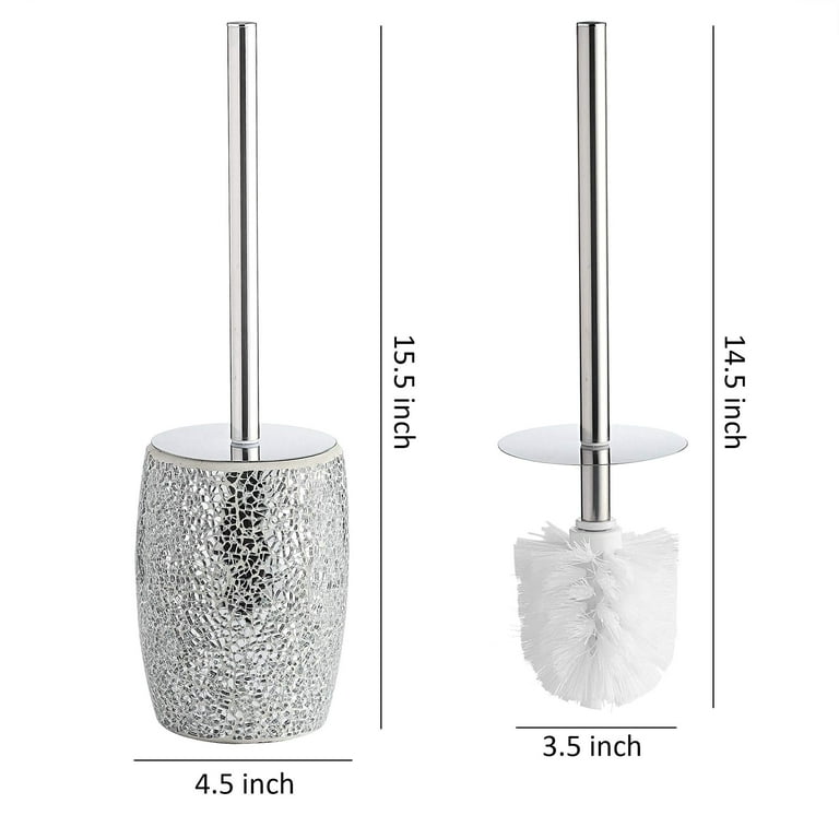 Whole Housewares Bathroom Accessories Toilet Brush Set - Toilet Bowl Cleaner  Brush and Holder (Silver)