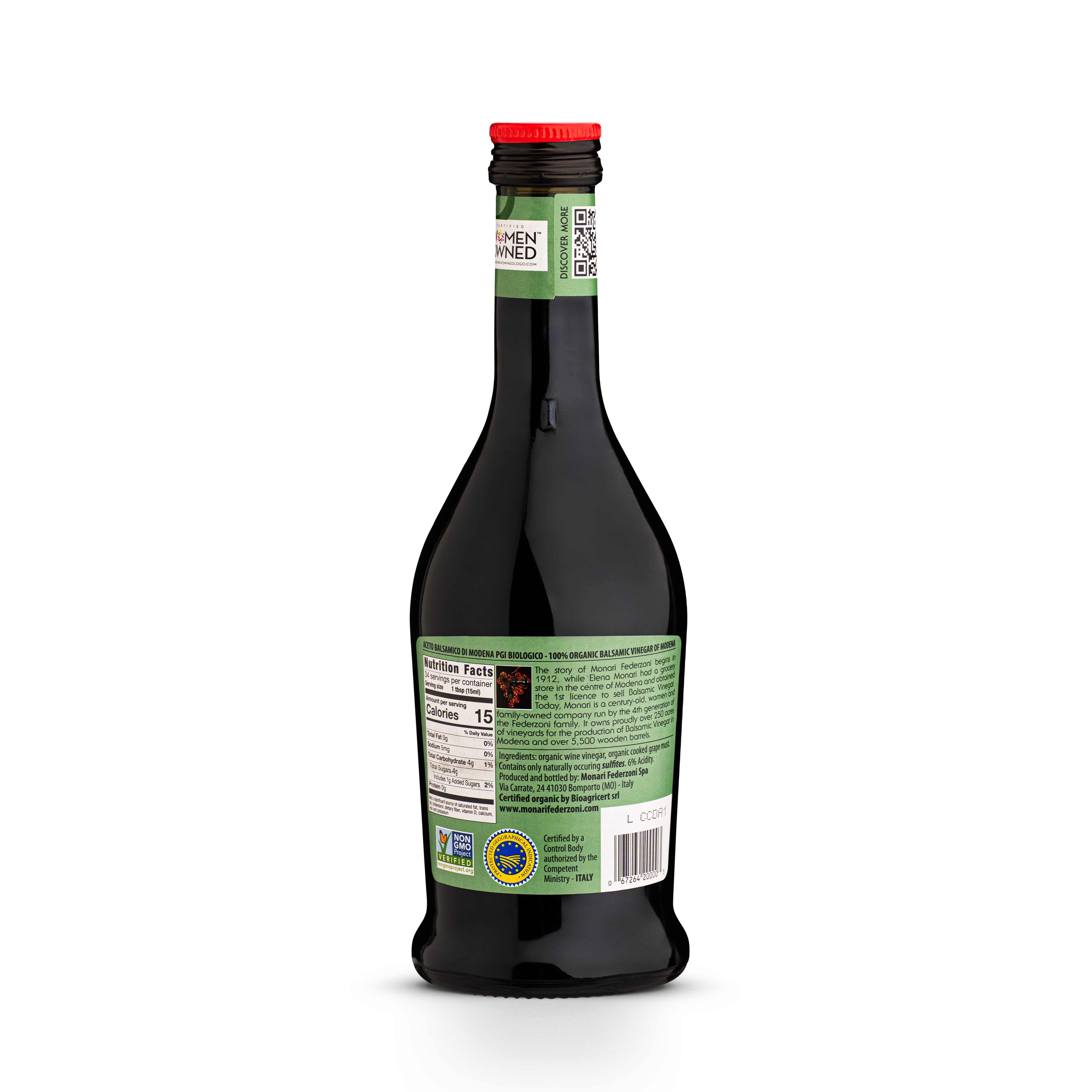 (4 pack) Monari Federzoni Balsamic Vinegar Of Modena Organic, 17 Fl Oz.