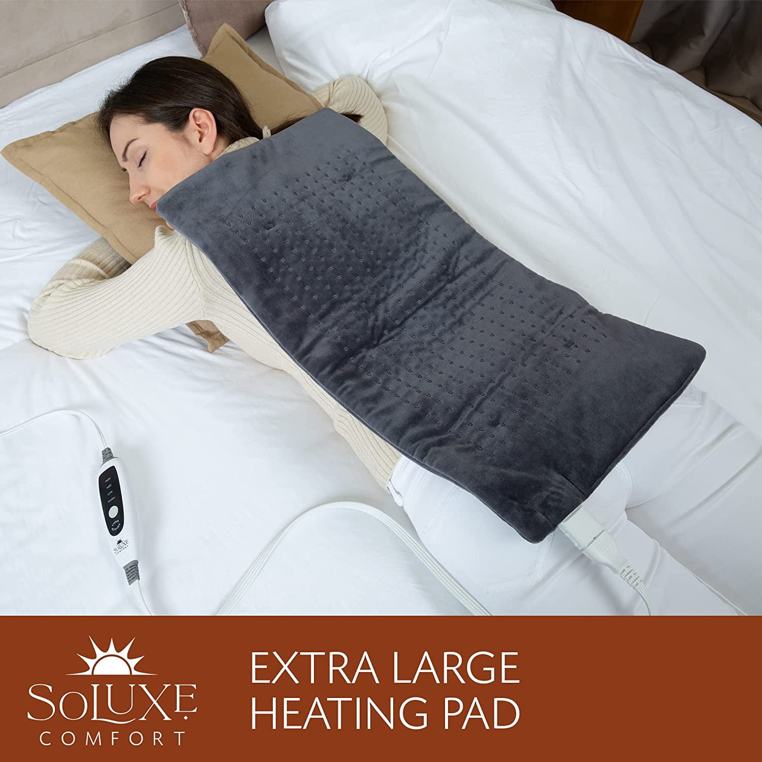 Soluxe Comfort XL, King Size Heating Pad with 4 Heat Settings, Auto  Shut-Off, Digital Controller, Machine Washable, Velvet Microplush, 10-Foot  Cord - Walmart.com