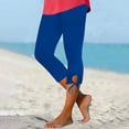 thumbnail image 2 of MLQIDK Blue Yoga Capri Pants for Women Trendy Summer Yoga Leggings Knee Length Elastic Waist Ladies Leggings Dressy Casual Yoga Capris with Pockets Blue 2XL, 2 of 6