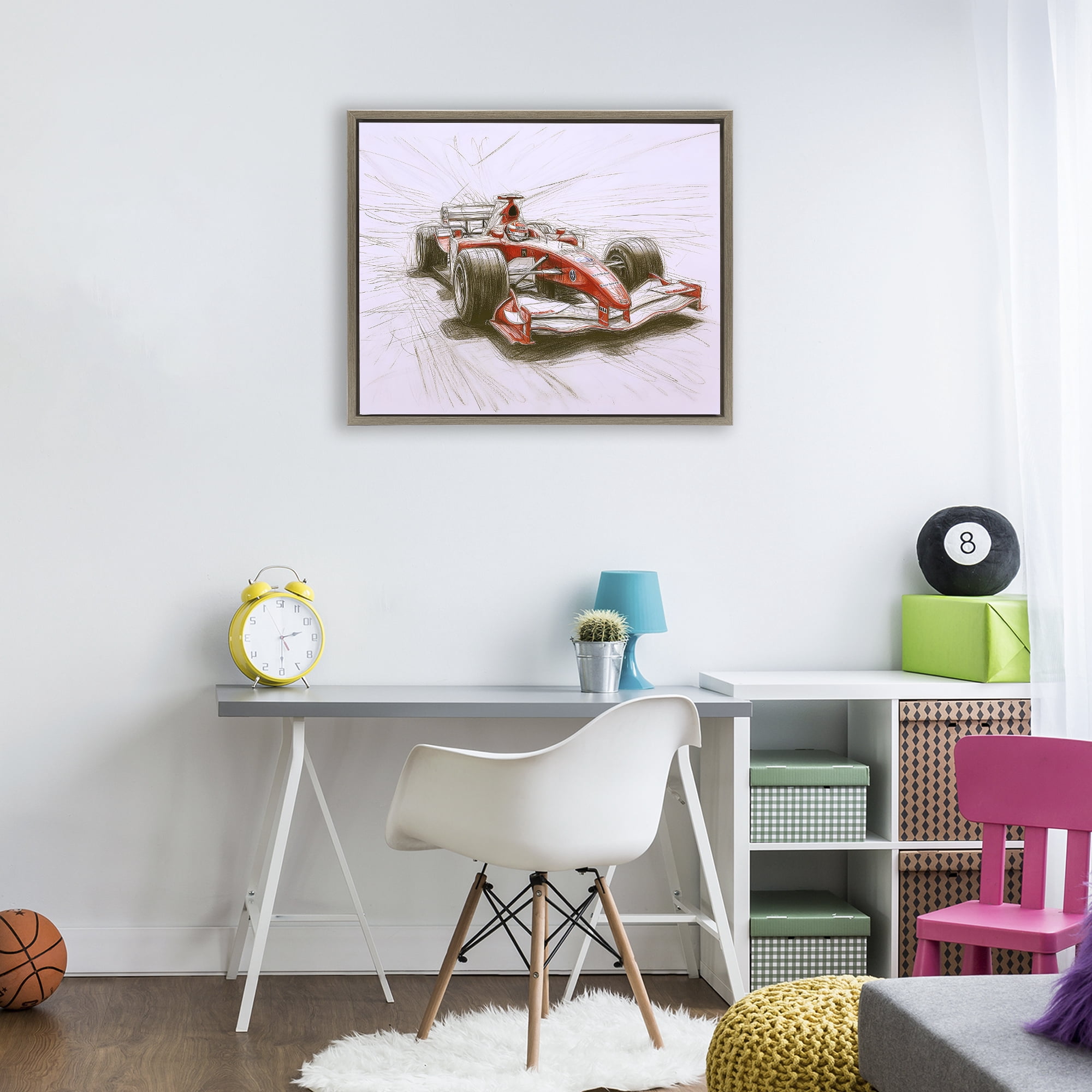 Stupell Industries Sketched Race Car Concept Brown Framed Floater Canvas Wall Art, design by Steve Hunziker