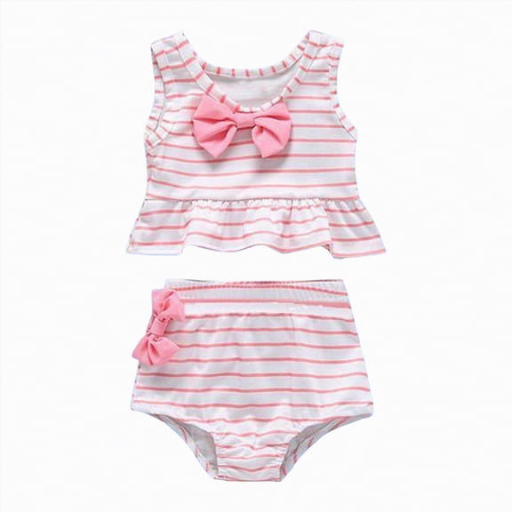 Hessimy Girls Tankini Swimsuits 2 Piece Criss Cross Ruched Swimwear Swim Shorts with Pockets Girl Bathing Suit(Pink,12-18 Months)