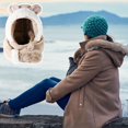 thumbnail image 5 of Women'S Hooded Scarf with Glove Pockets Hoodie Hat Cute Animal Soft Warm Winter Plush Hat Khaki, 5 of 7