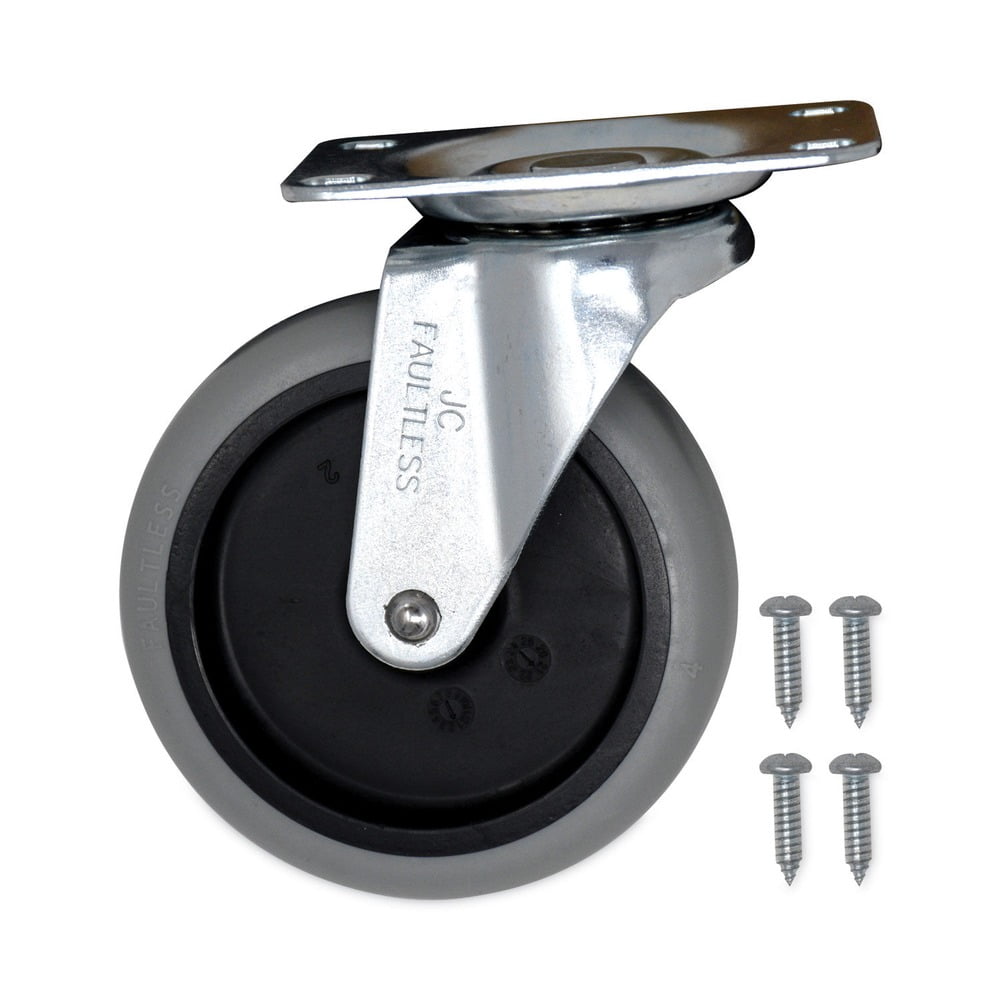 Rubbermaid Commercial FG1011L20000 4 in. Wheel Swivel Mount Plate Non-Marking Plate Casters - Black/Gray/Silver