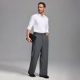 thumbnail image 6 of FEDTOSING Mens Wide Leg Fleece Lined Dress Pants Old Money Baggy Elastic Waist Relaxed Trousers, 6 of 8
