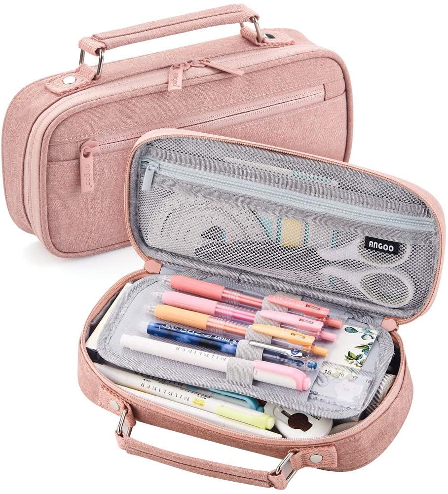 Pencil Case,HunptaBig Capacity Pencil Pen Case Bag for Middle High School Office College Girl Purple