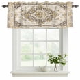 thumbnail image 2 of 2 Panels Beige Vintage Boho Valance for Windows, Ethnic Tribal Geometric Abstract Light Filtering Kitchen Curtains, Rod Pocket Window Treatment Curtain Valances for Living Room Bedroom, 42"x12", 2 of 9