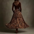 thumbnail image 5 of Delconic Women's Round Neck Long Sleeve Top & High-Waisted Maxi Skirt Set Brown L, 5 of 6