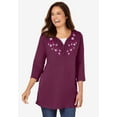 thumbnail image 4 of Woman Within Plus Size 7-Day Layered-Look Embroidered Henley Tunic, 4 of 6