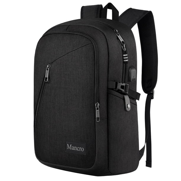 Mochila para portátil Mancro Anti-Theft Business de 17,3 pulgadas, color negro