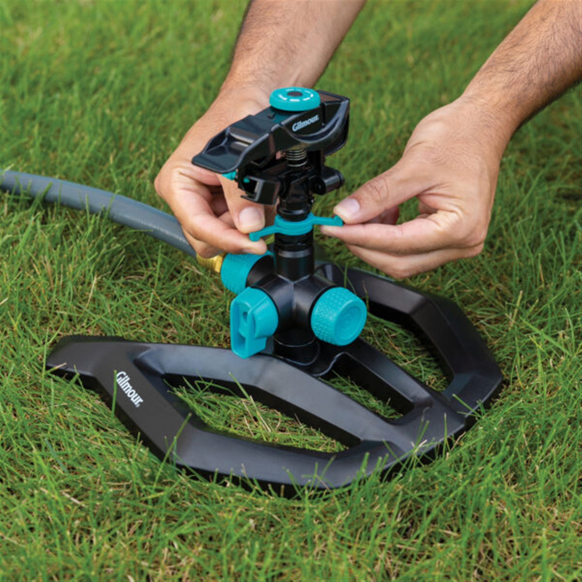 Gilmour Plastic Circular Water Sprinkler - Adjustable Flow, Stationary - Covers 5,800 Sq Ft — Garden & Landscape Use, Standard Connection