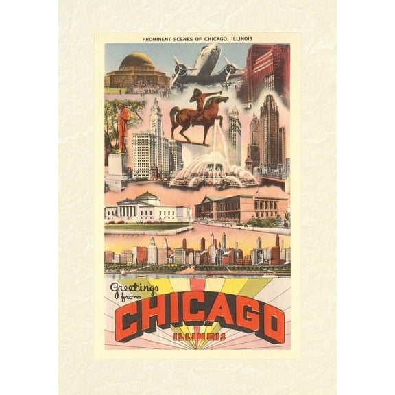 Vintage Lined Notebook Greetings from Chicago (Paperback)