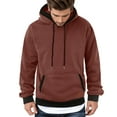 thumbnail image 3 of Zylarhe Mens Autumn And Winter Fashion And Leisure Solid Color Matching Hooded Drawstring Pocket Pullover Sweater Top Big And Tall Hooded Sweatshirts for Men, 3 of 3