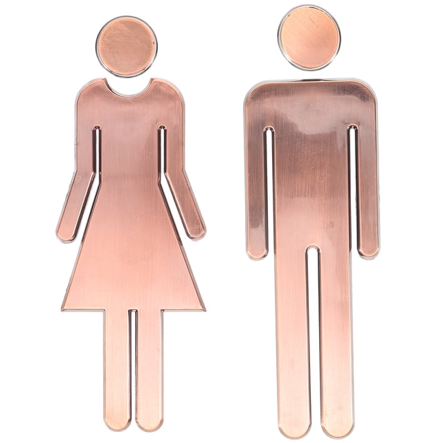 2 letreros de baño de acero inoxidable para hombres y mujeres.