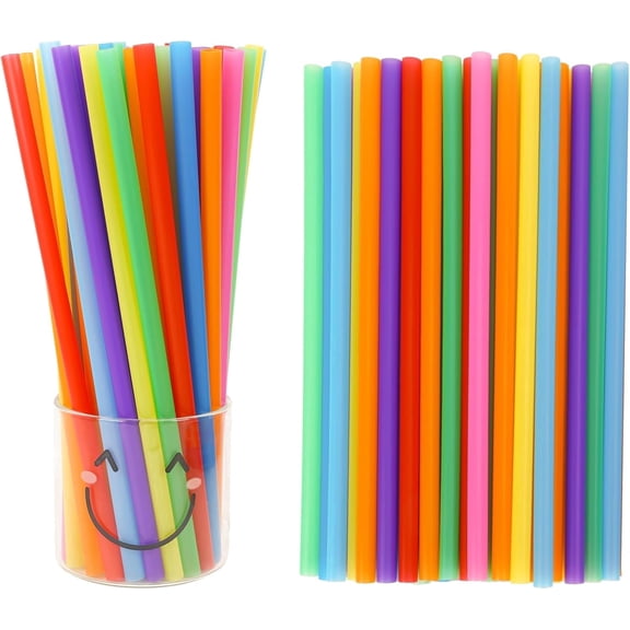 Tomnk 120 Pack Smoothie Straws, 10.3 Inches Straws Disposable, Milkshake Plastic Straws in Assorted Bright Colors