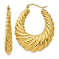 thumbnail image 4 of 14K Yellow Gold Polished Scalloped Hoop Earrings, 4 of 6