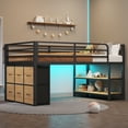 thumbnail image 2 of Amuzer Low Loft Bed with 6 Storage Drawers,LED Lights, Metal Loft Bed Twin Size with Open Storage Shelves, with 15" H Safety Guard Rail, Black, 2 of 10