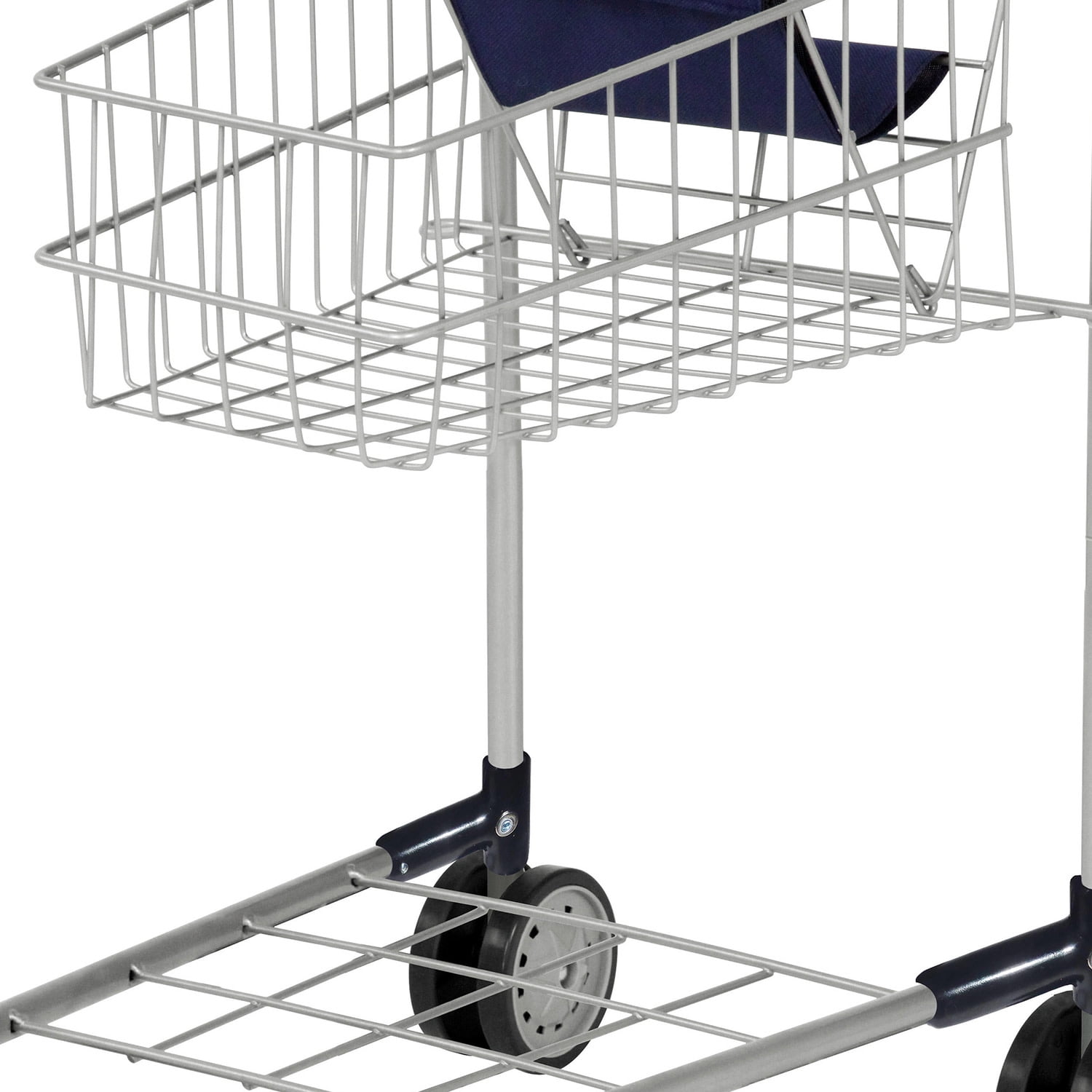 Bayer Design: Shopping Cart - Grey & Blue - Grocery Pretend Play Toy, Spacious Basket Holds Toys & Dolls, Lightweight, Dual Wheels, Toddler-Kids 18mo+