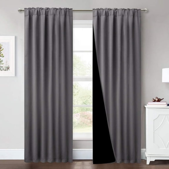 Full Shade Curtain Panels, Pair of Energy Smart & Noise Blocking Out Blackout Drapes for Sliding Glass Door, Thermal Insulated Guest Room Lined Window Dressing