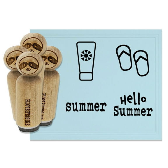 Summer Hello Fun Flip Flops Sunscreen Rubber Stamp Set for Scrapbooking Crafting Stamping - Mini 1/2 Inch