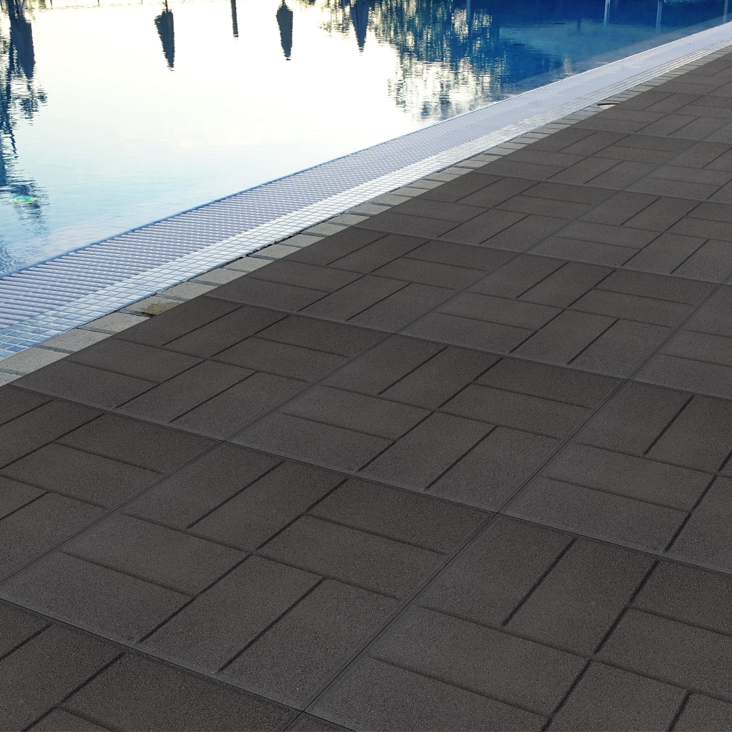 Pure Garden Rubber Deck Tiles 8-Pack - 28SQFT Outdoor Flooring Pavers, Gray