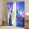 thumbnail image 3 of Feelyou Teens Mystic Castle Blackout Curtains Set of 2 (52x84 Each), Blue Purple Window Curtains, Dreamy Cherry Blossoms Curtains and Drapes, Living Room Curtains Decor, 3 of 6