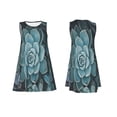 thumbnail image 7 of Honeii Blue Color Cactus Print Women's Sleeveless Dress, Loose Fit Casual Dress for Women, Summer Fashion Dress, 7 of 7