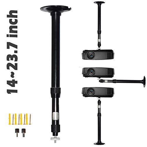 15-25 in Universal Projector Ceiling Mount Height Extendable Projector Wall Mount Video Projector Bracket Stand 3 in 1 360° Rotatable Head Extendable Length for Projectors Camera CCTV DVR Black