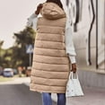 thumbnail image 5 of LEBONYARD Women's Trendy Zipper Button Hooded Sleeveless Solid Colored Long Length Outdoor Jacket Coat Casual Pocket Ladies Winter Jaket Coats, 5 of 8