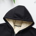 thumbnail image 6 of LZHGirlshop Men Zipper Hoodie Thick Warm Winter Coat Heavyweight Fleece Lined Jacket with Drawstring Hooded Sweatshirt,Navy Blue,M, 6 of 6