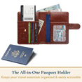 thumbnail image 3 of ComfiTime Passport Holder – RFID Blocking Passport Travel Wallet, Waterproof PU Leather Passport Cover Case for Men/Women, Anti-Theft ID, Card & Boarding Pass Holder & Travel Organizer, Brown, 3 of 11