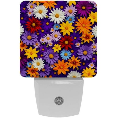 

YZUOUZY Night Light LED Lamp Bedroom Lamps Set of 2 Colorful Repeating Flower